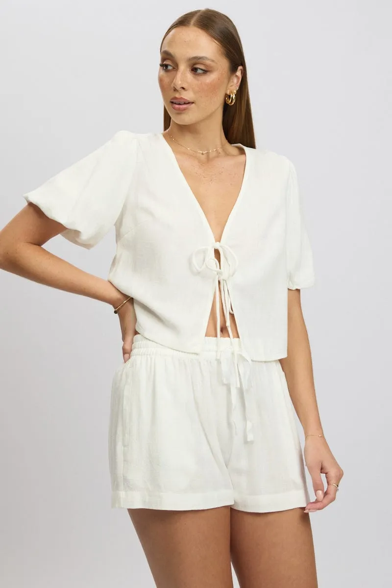 White Shorts Elasticated Waist sold by Ally Fashion