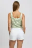 Green Abstract Tie Front Top Sleeveless sold by Ally Fashion