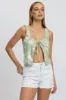 Green Abstract Tie Front Top Sleeveless sold by Ally Fashion