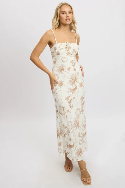 Brown Abstract Midi Dress Strappy sold by Ally Fashion