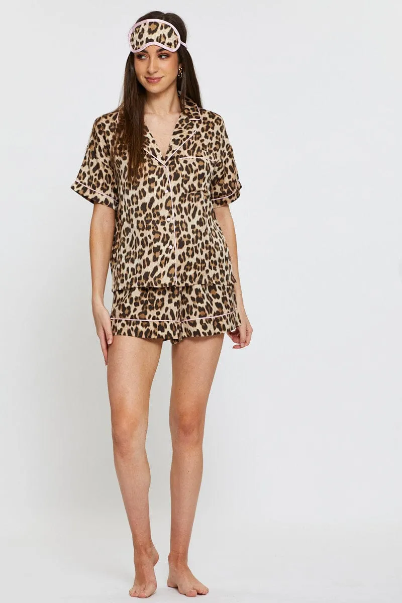 Print Pyjama Leopard 3 Piece Satin PJ Set sold by Ally Fashion product image thumbnail 2