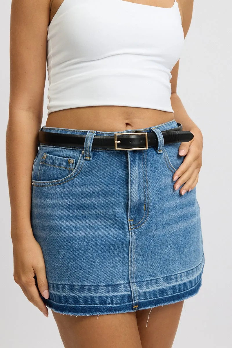 Black Rectangle Buckle Belts sold by Ally Fashion