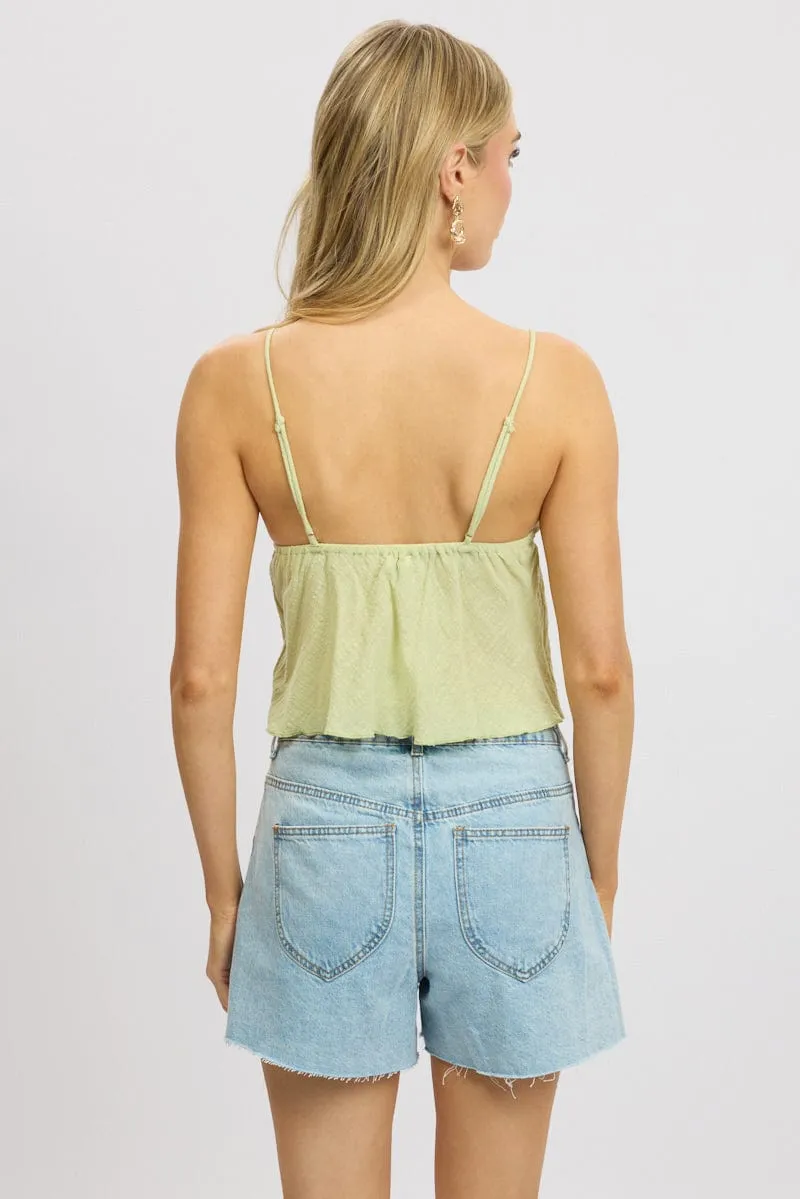 Green Cami Top Open Front Textured sold by Ally Fashion product image thumbnail 4