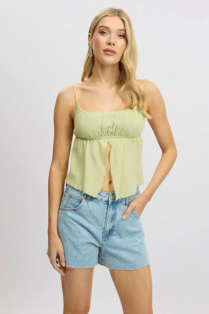 Green Cami Top Open Front Textured sold by Ally Fashion product image thumbnail 3