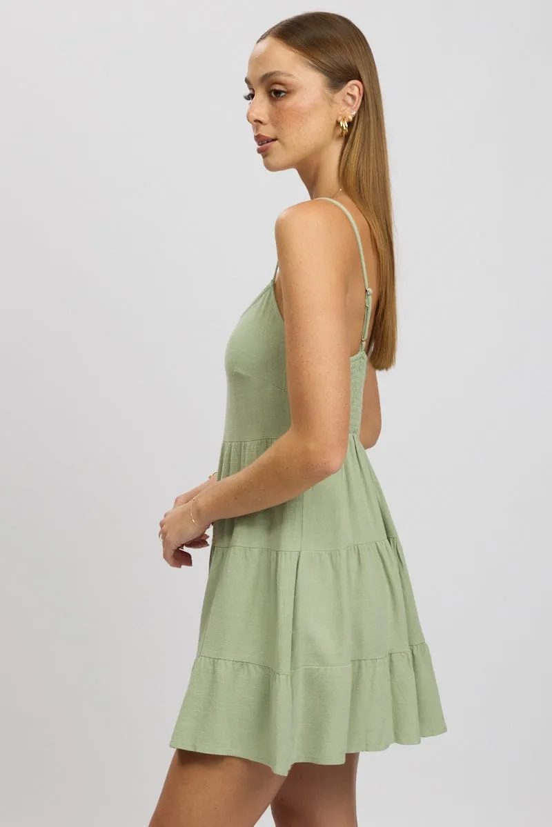 Green Abstract Mini Dress Tiered Strappy sold by Ally Fashion product image thumbnail 4