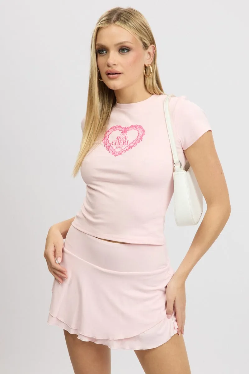 Pink Supersoft Skort Skirt High Rise Layered Lined sold by Ally Fashion