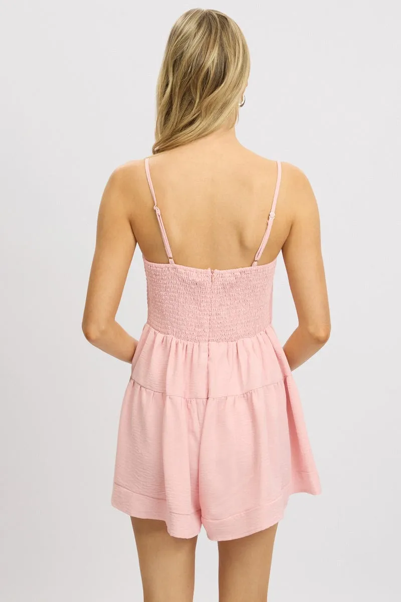 Pink Playsuit Gathered Bust Mini sold by Ally Fashion product image thumbnail 5