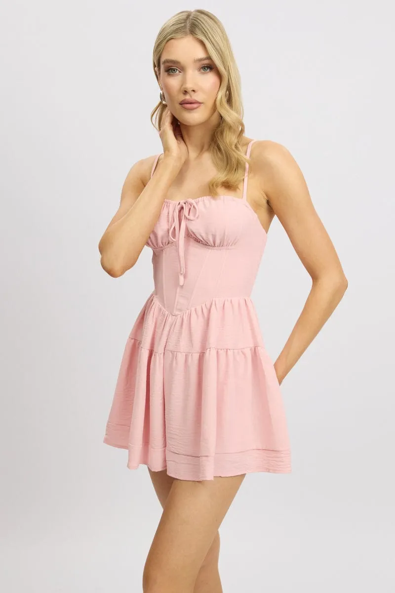 Pink Playsuit Gathered Bust Mini sold by Ally Fashion product image thumbnail 2