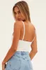White Rib V Neck Strappy Bodysuit sold by Ally Fashion