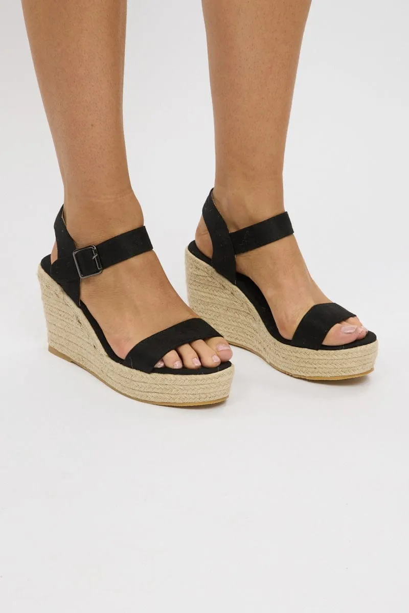 Black Wedge Espadrilles Sandals sold by Ally Fashion
