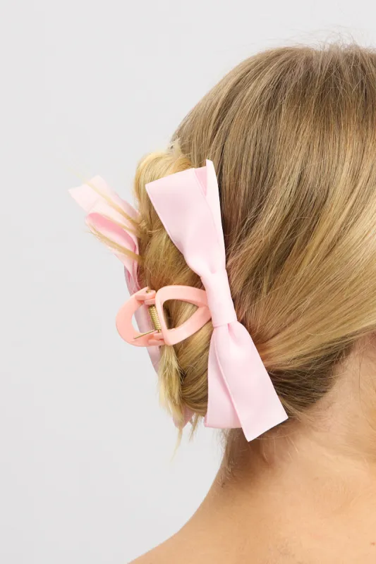 Pink Bow Hair Claw Clip sold by Ally Fashion