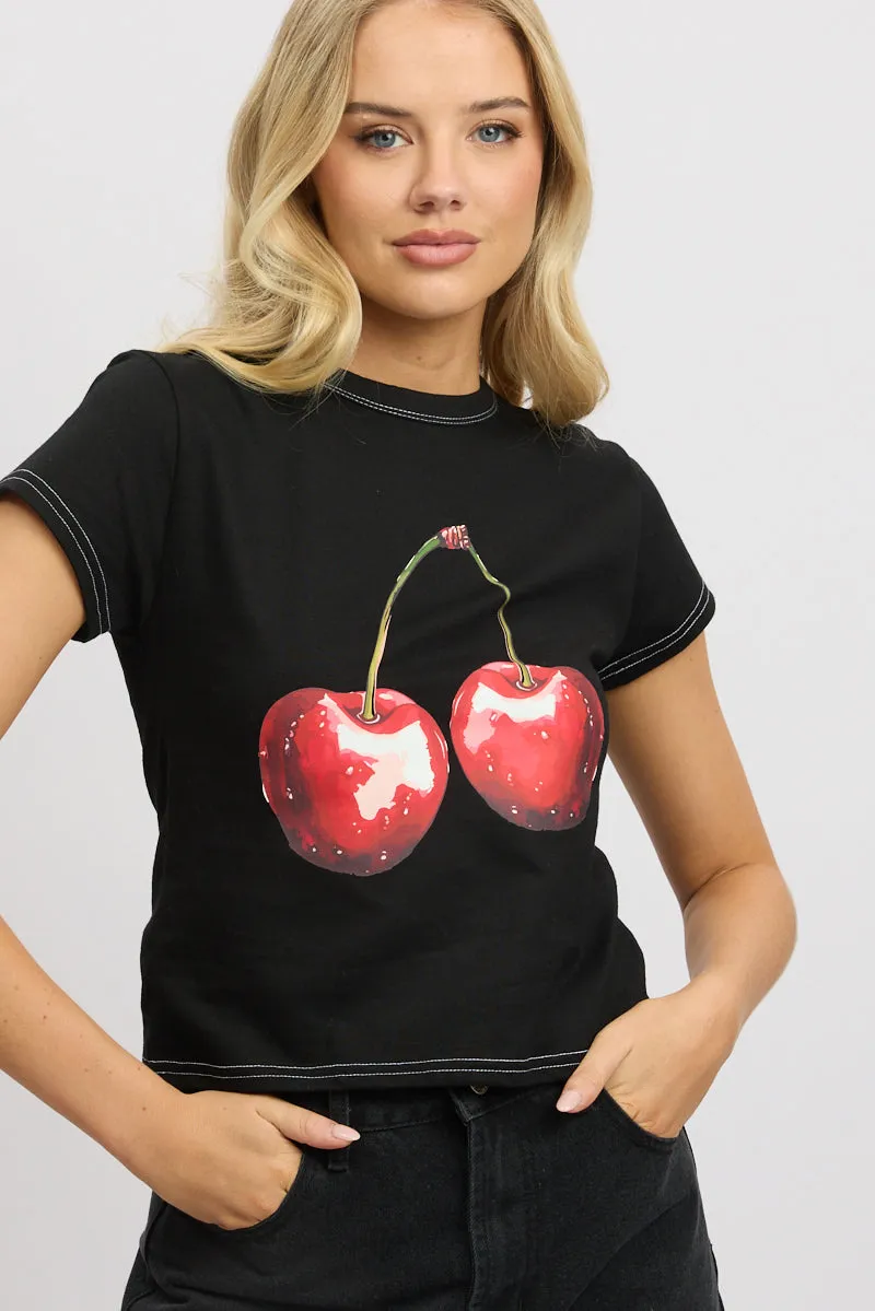 Black Graphic Tee Short Sleeve sold by Ally Fashion