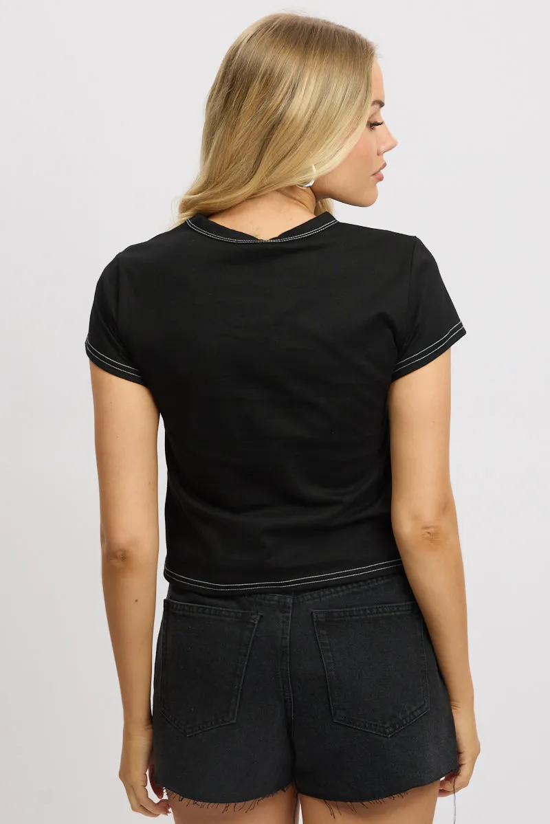Black Graphic Tee Short Sleeve sold by Ally Fashion product image thumbnail 5