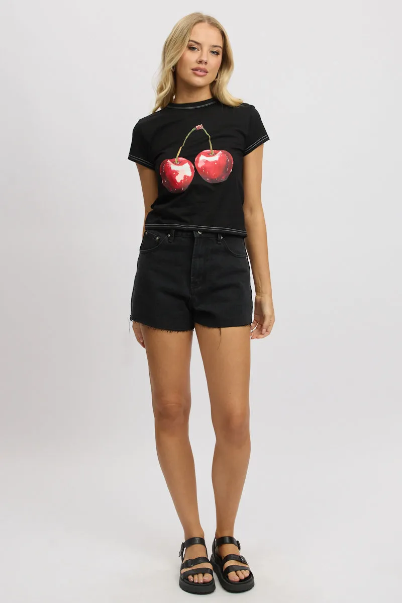 Black Graphic Tee Short Sleeve sold by Ally Fashion product image thumbnail 2