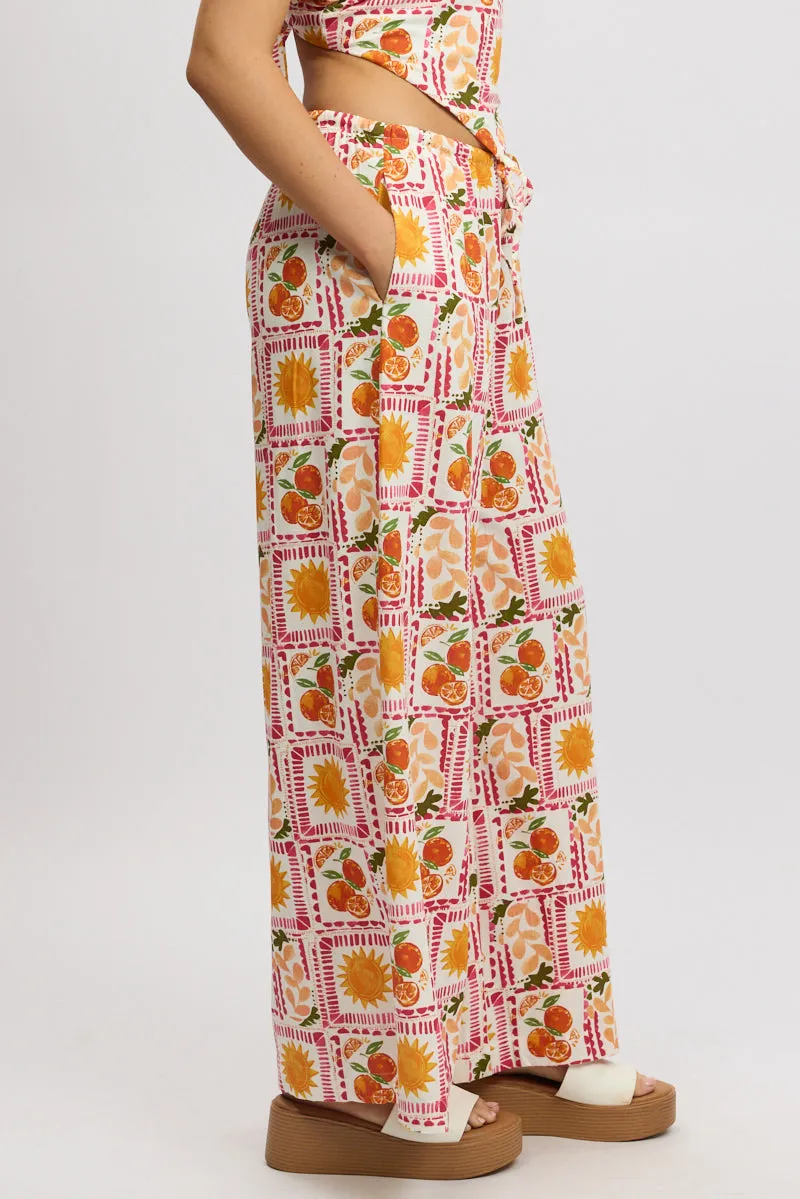 Multi Abstract Wide Leg Pants High Rise sold by Ally Fashion product image thumbnail 4