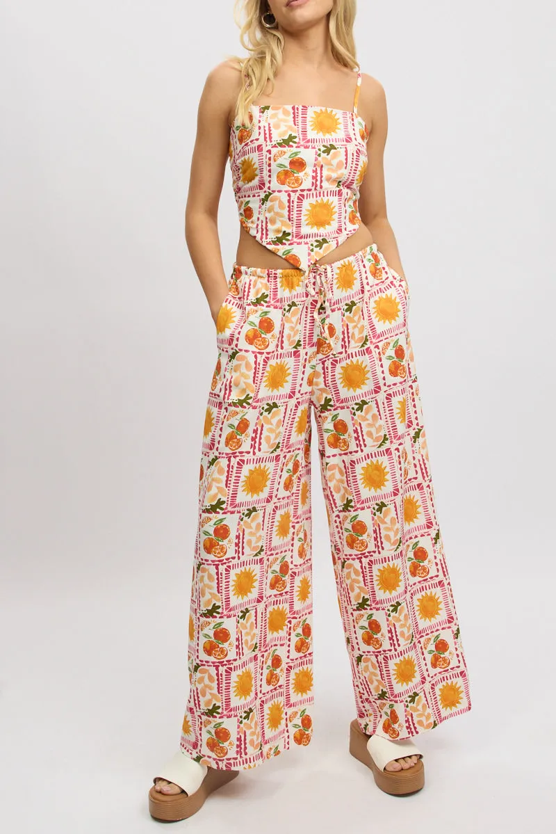Multi Abstract Wide Leg Pants High Rise sold by Ally Fashion