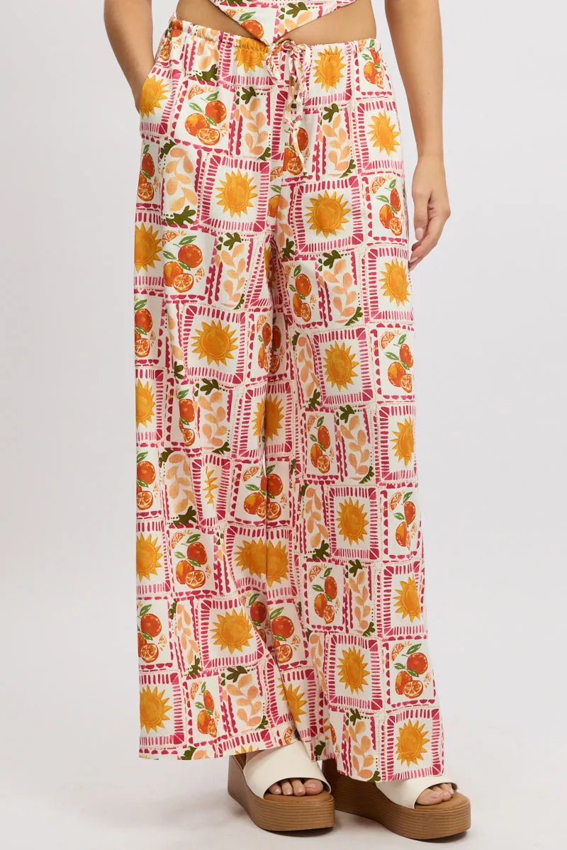 Multi Abstract Wide Leg Pants High Rise sold by Ally Fashion product image thumbnail 2