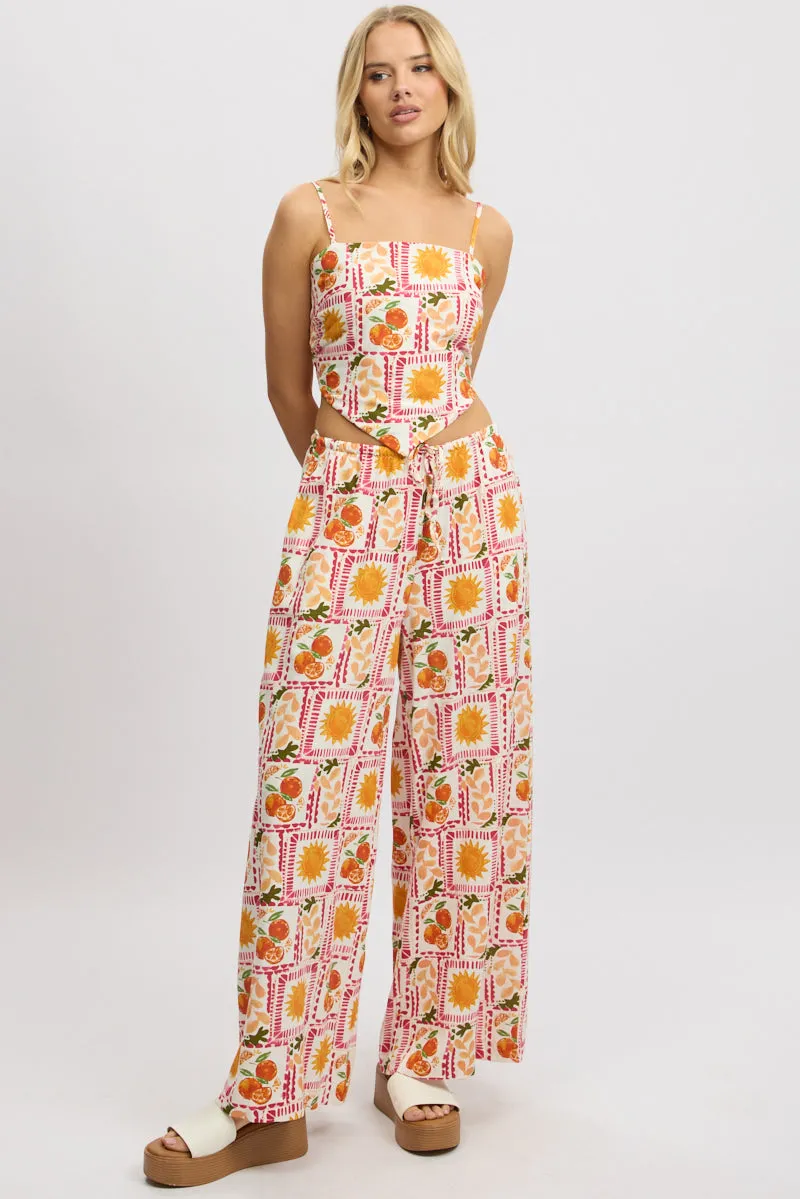Multi Abstract Wide Leg Pants High Rise sold by Ally Fashion product image thumbnail 3