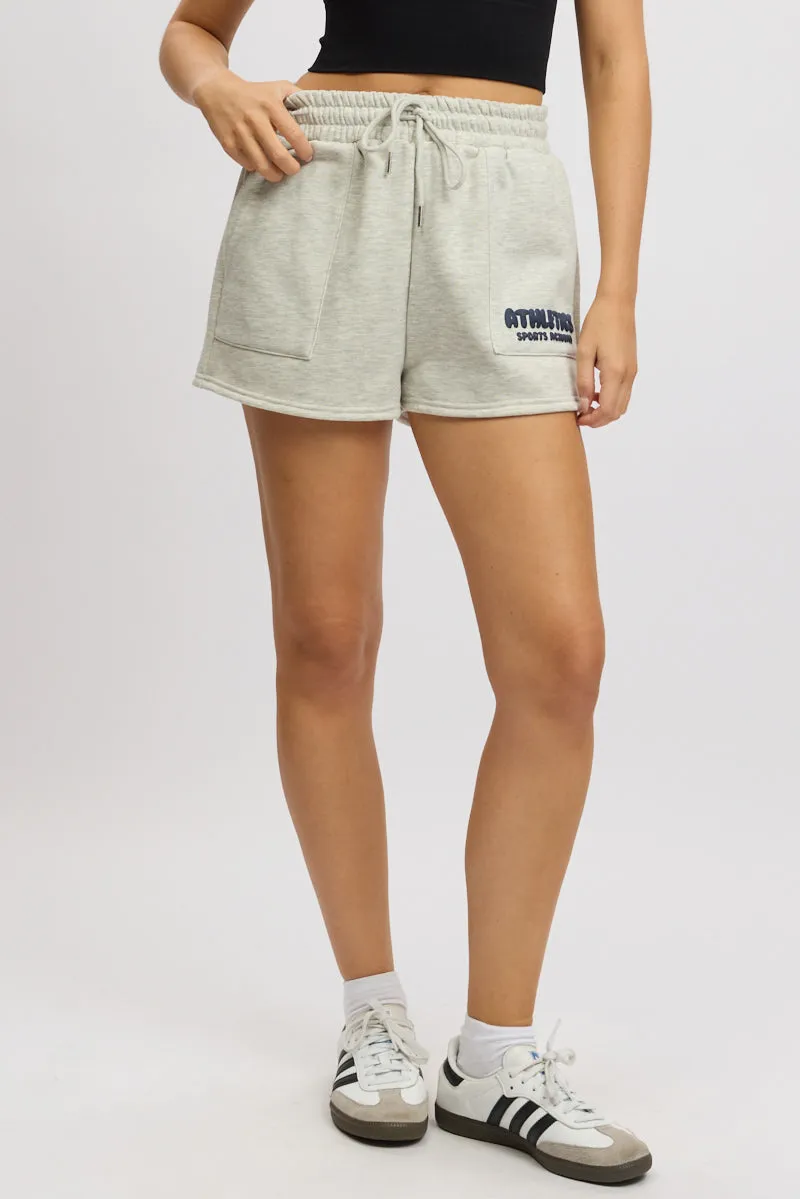 Grey Track Shorts High Rise Elastic Waist sold by Ally Fashion product image thumbnail 2