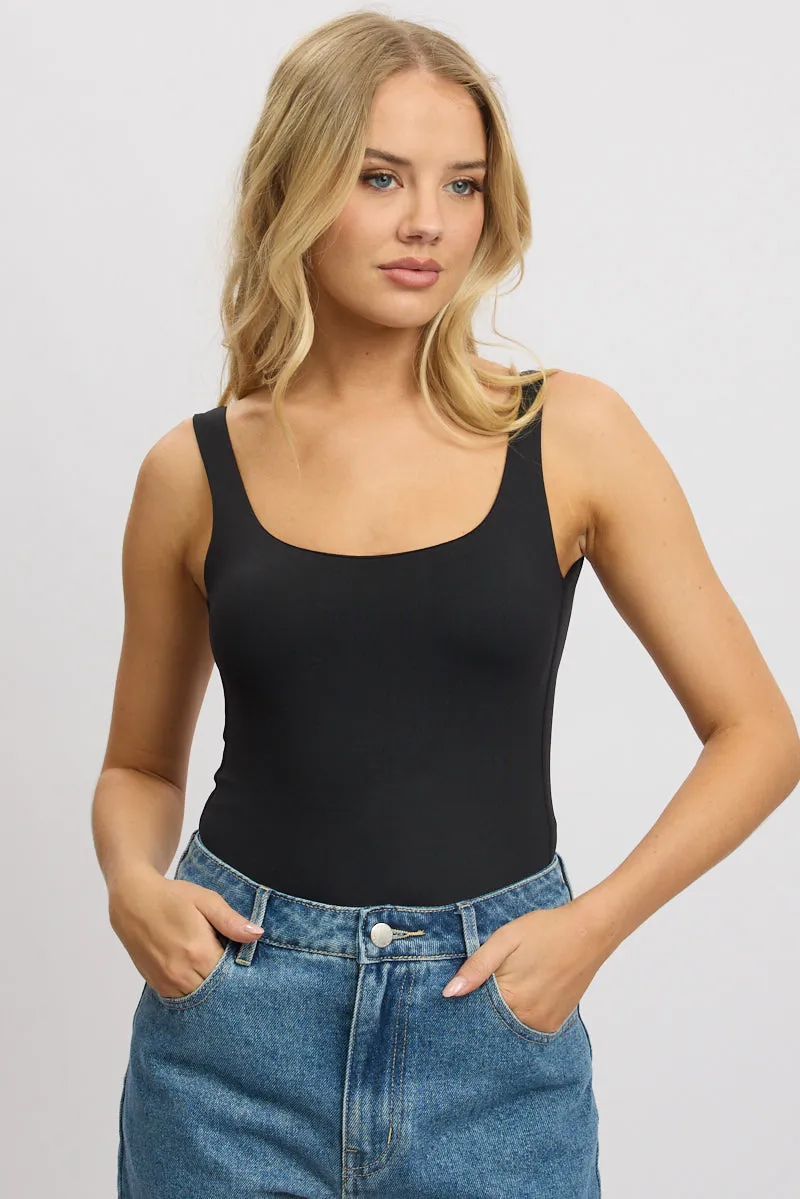 Black Bodysuit Sleeveless Scoop Neck sold by Ally Fashion product image thumbnail 3