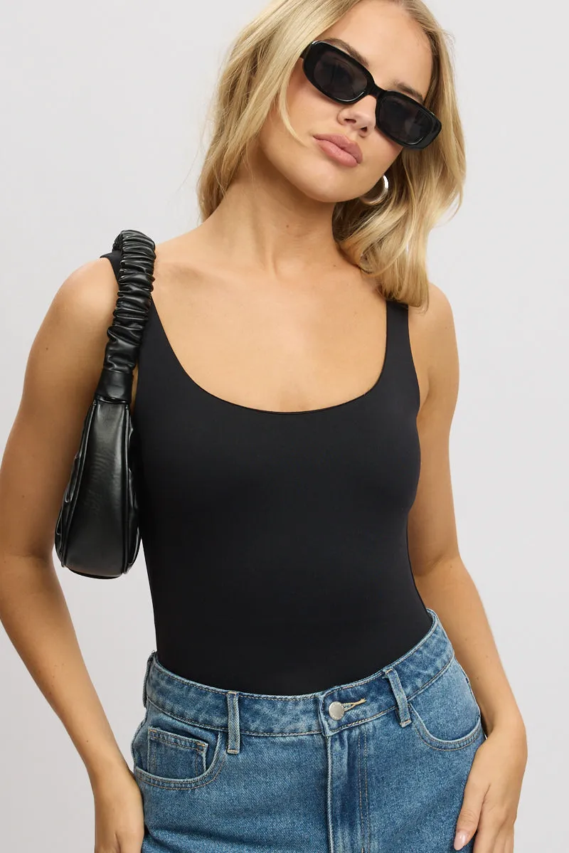 Black Bodysuit Sleeveless Scoop Neck sold by Ally Fashion