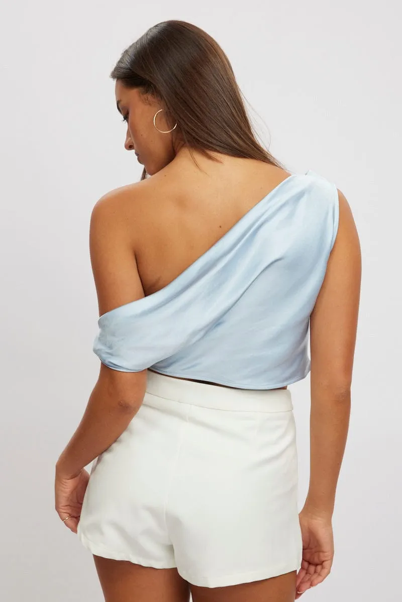 Blue On Off Shoulder Satin Top sold by Ally Fashion product image thumbnail 5