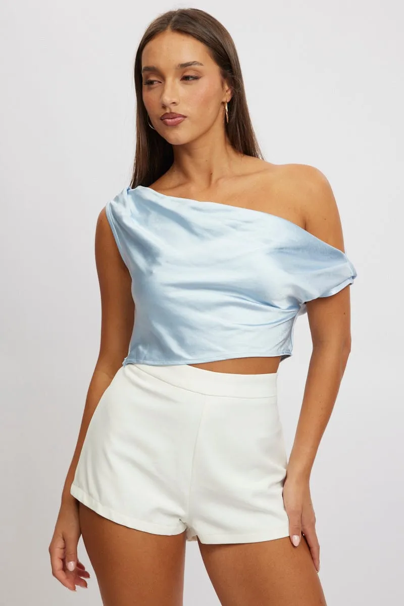 Blue On Off Shoulder Satin Top sold by Ally Fashion product image thumbnail 3