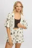 Beige Abstract Relaxed Shirt Short Sleeve Linen Blend sold by Ally Fashion