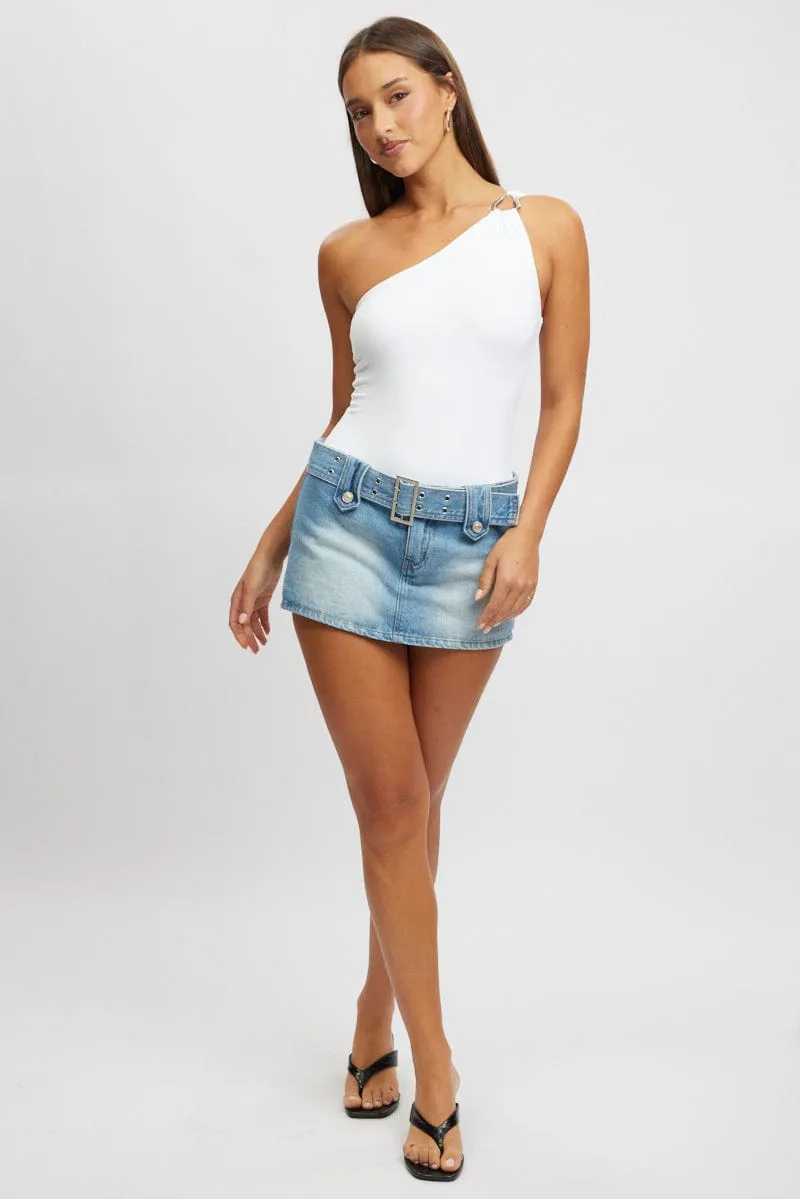 White Bodysuit One Shoulder Supersoft sold by Ally Fashion product image thumbnail 2