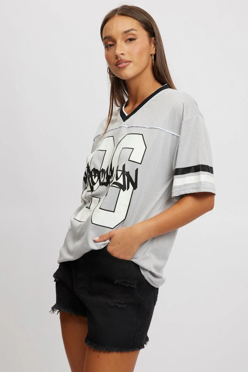 Grey Sport Tee Short Sleeve sold by Ally Fashion product image thumbnail 3