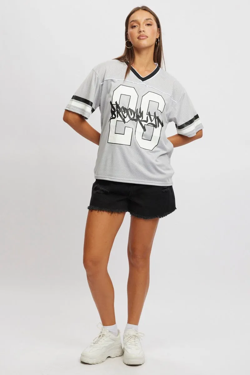 Grey Sport Tee Short Sleeve sold by Ally Fashion product image thumbnail 2