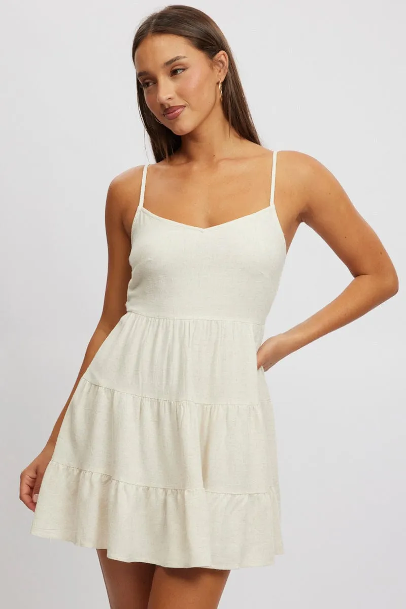 Beige Mini Dress Tiered Strappy sold by Ally Fashion product image thumbnail 3