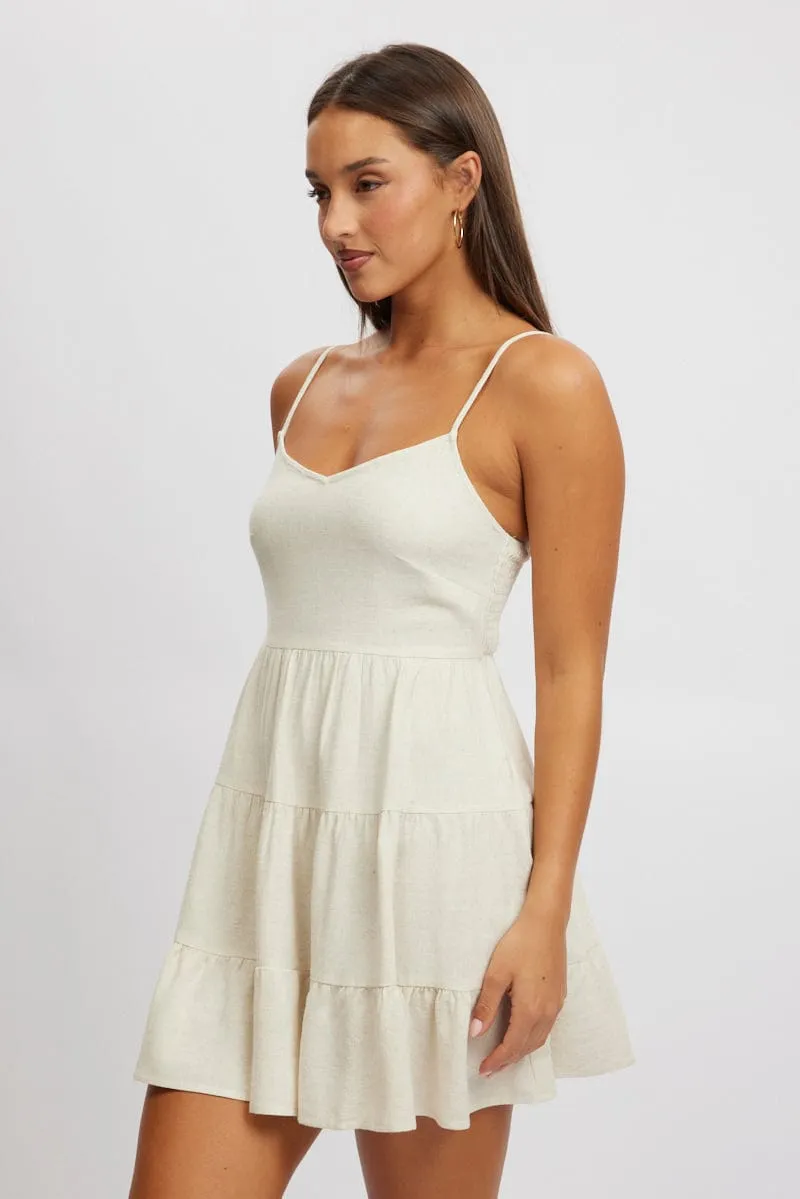 Beige Mini Dress Tiered Strappy sold by Ally Fashion product image thumbnail 4
