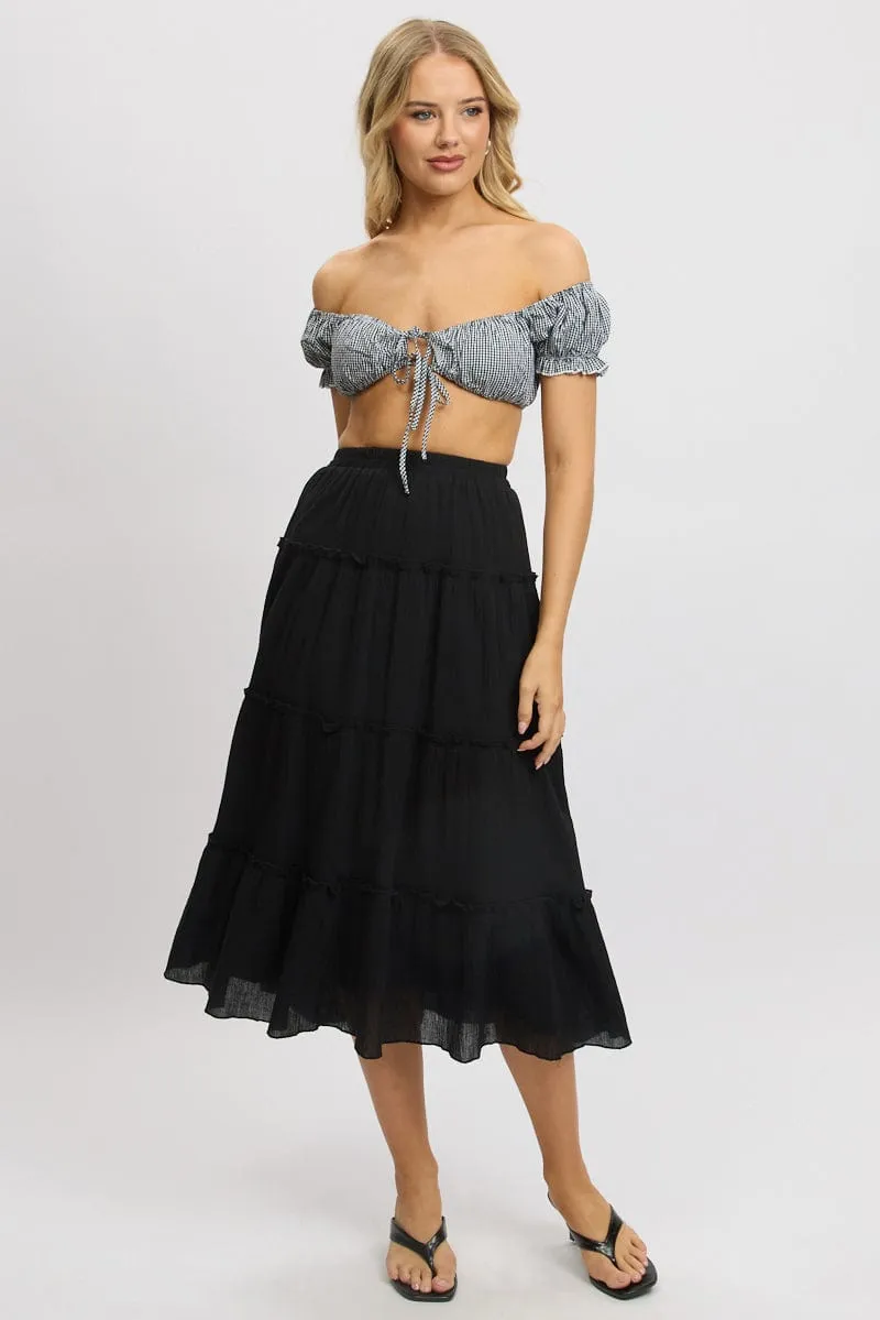 Black Check Crop Top Short Sleeve Tie Front sold by Ally Fashion product image thumbnail 2