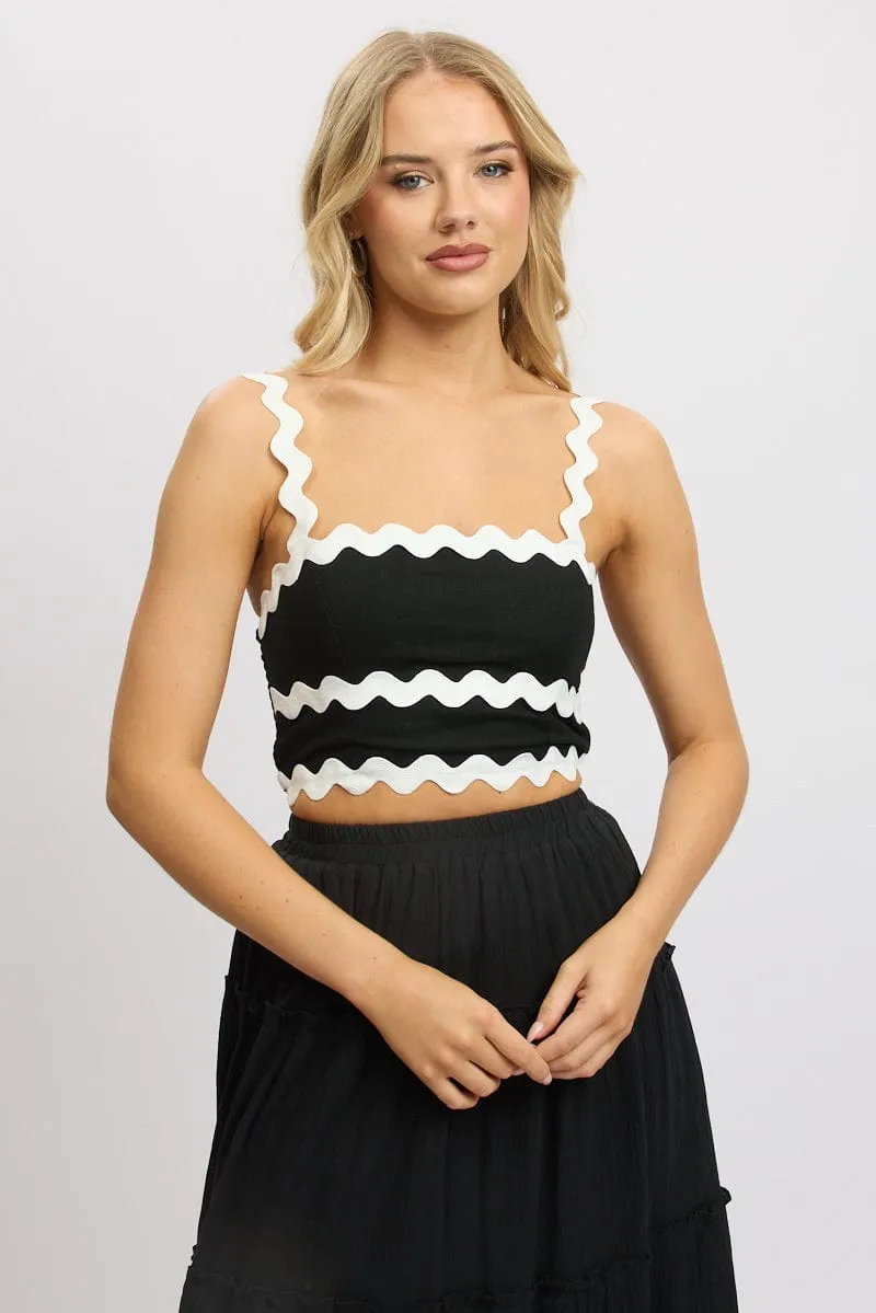 Black Crop Top Sleeveless Shirred Back sold by Ally Fashion product image thumbnail 3