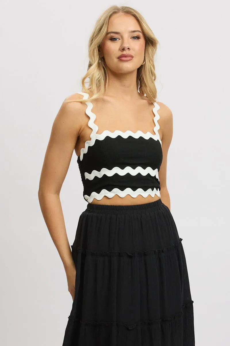 Black Crop Top Sleeveless Shirred Back sold by Ally Fashion