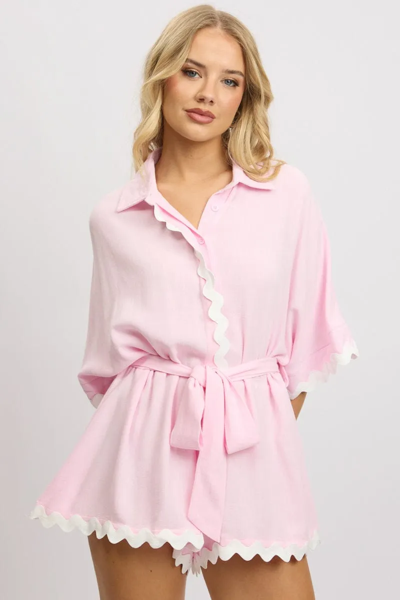 Pink Oversized Playsuit sold by Ally Fashion product image thumbnail 3
