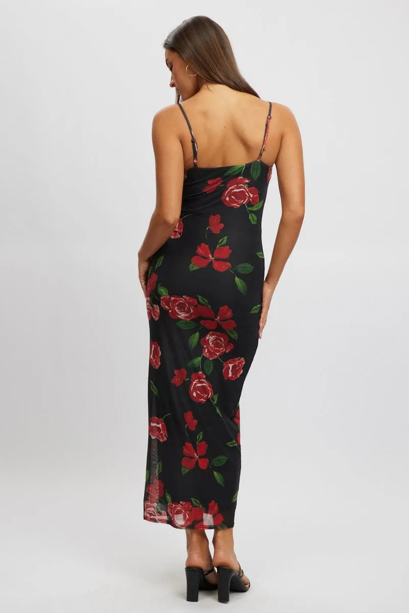 Black Floral Bodycon Dress Maxi Mesh sold by Ally Fashion product image thumbnail 3
