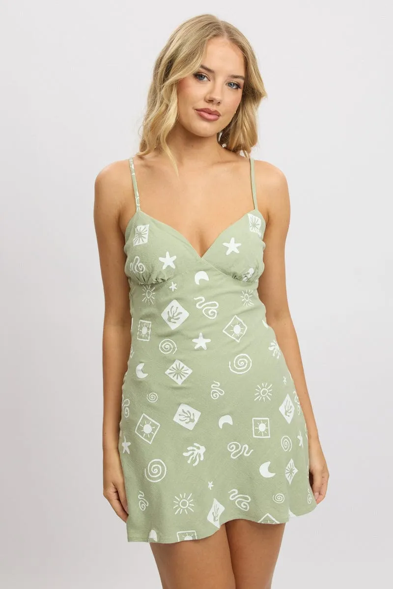 Green Abstract Mini Dress Strappy sold by Ally Fashion product image thumbnail 3