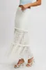 White Lace Maxi Skirt Elastic Waist Tiered Lined sold by Ally Fashion