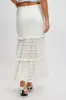 White Lace Maxi Skirt Elastic Waist Tiered Lined sold by Ally Fashion