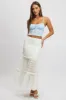 White Lace Maxi Skirt Elastic Waist Tiered Lined sold by Ally Fashion