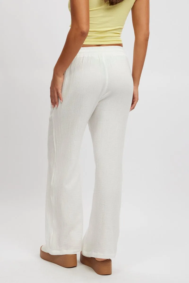 White Wide Leg Pants Elasticated Waist sold by Ally Fashion product image thumbnail 4