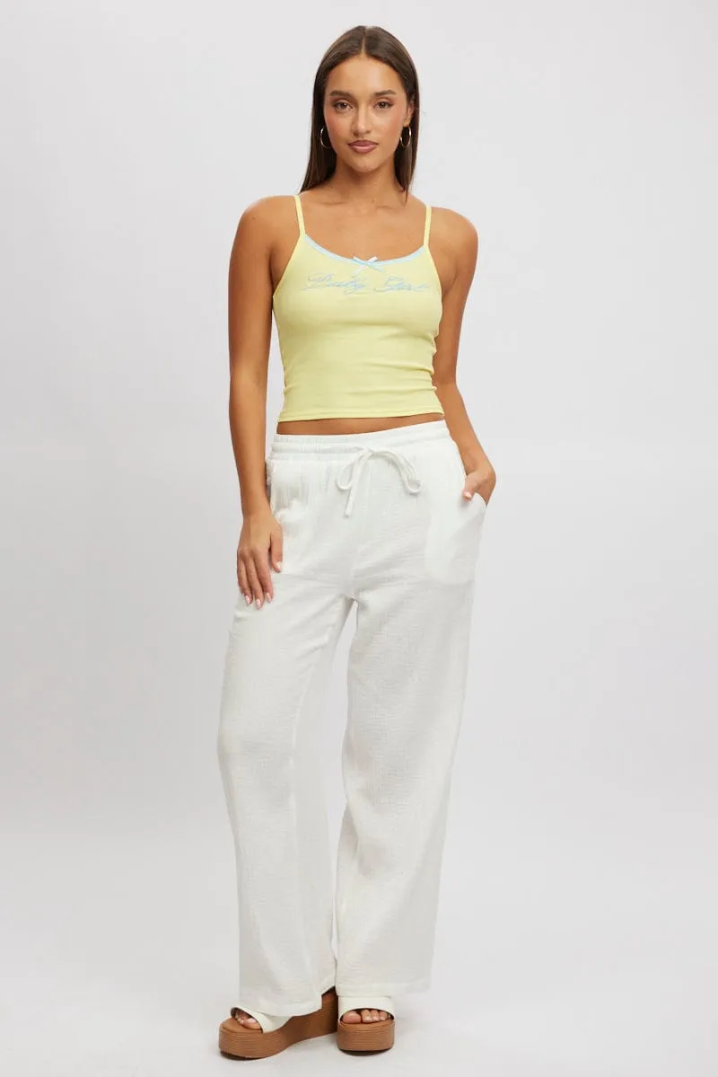 White Wide Leg Pants Elasticated Waist sold by Ally Fashion