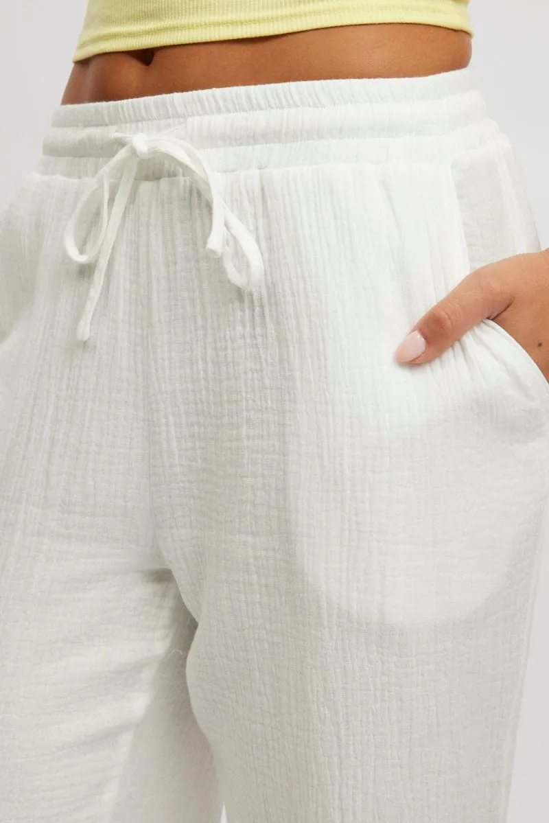 White Wide Leg Pants Elasticated Waist sold by Ally Fashion product image thumbnail 5
