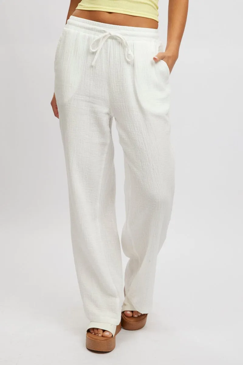 White Wide Leg Pants Elasticated Waist sold by Ally Fashion product image thumbnail 2