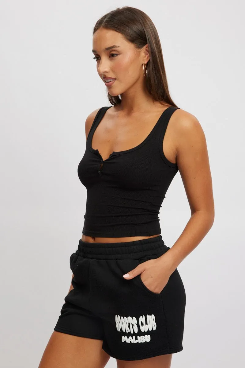 Black Rib Tank Button Front sold by Ally Fashion product image thumbnail 3