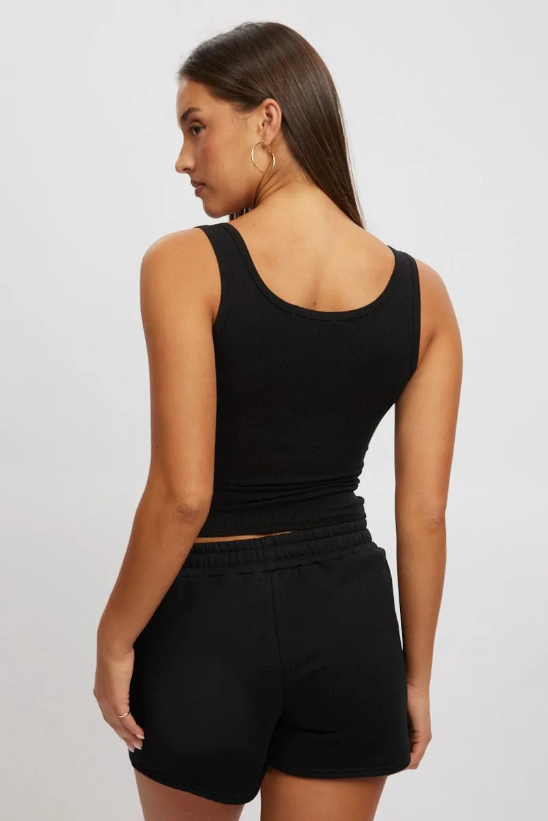Black Rib Tank Button Front sold by Ally Fashion product image thumbnail 4
