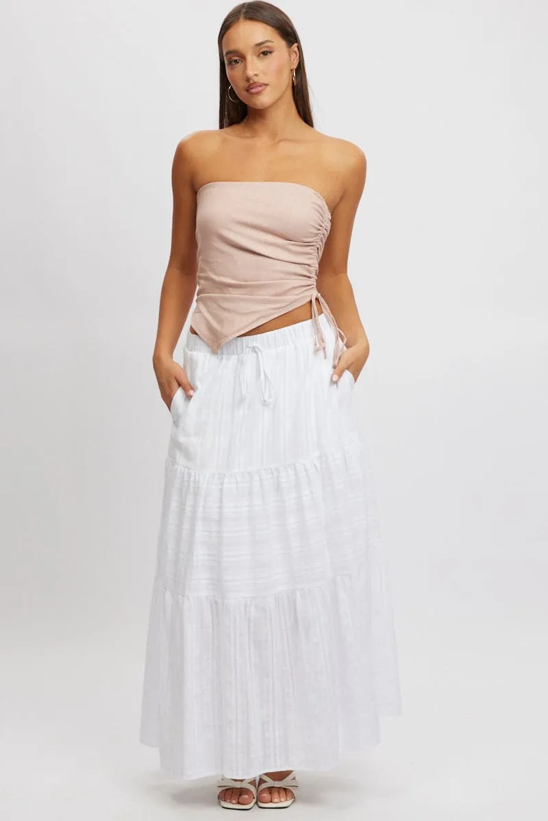 Pink Tube Top Side Ruched Linen Blend sold by Ally Fashion product image thumbnail 2