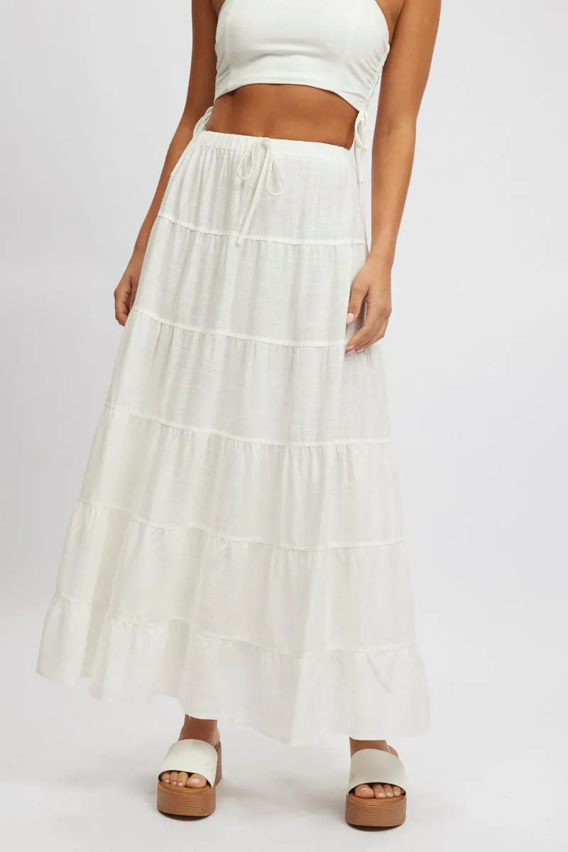 White Maxi Skirt Tiered High Rise sold by Ally Fashion product image thumbnail 2